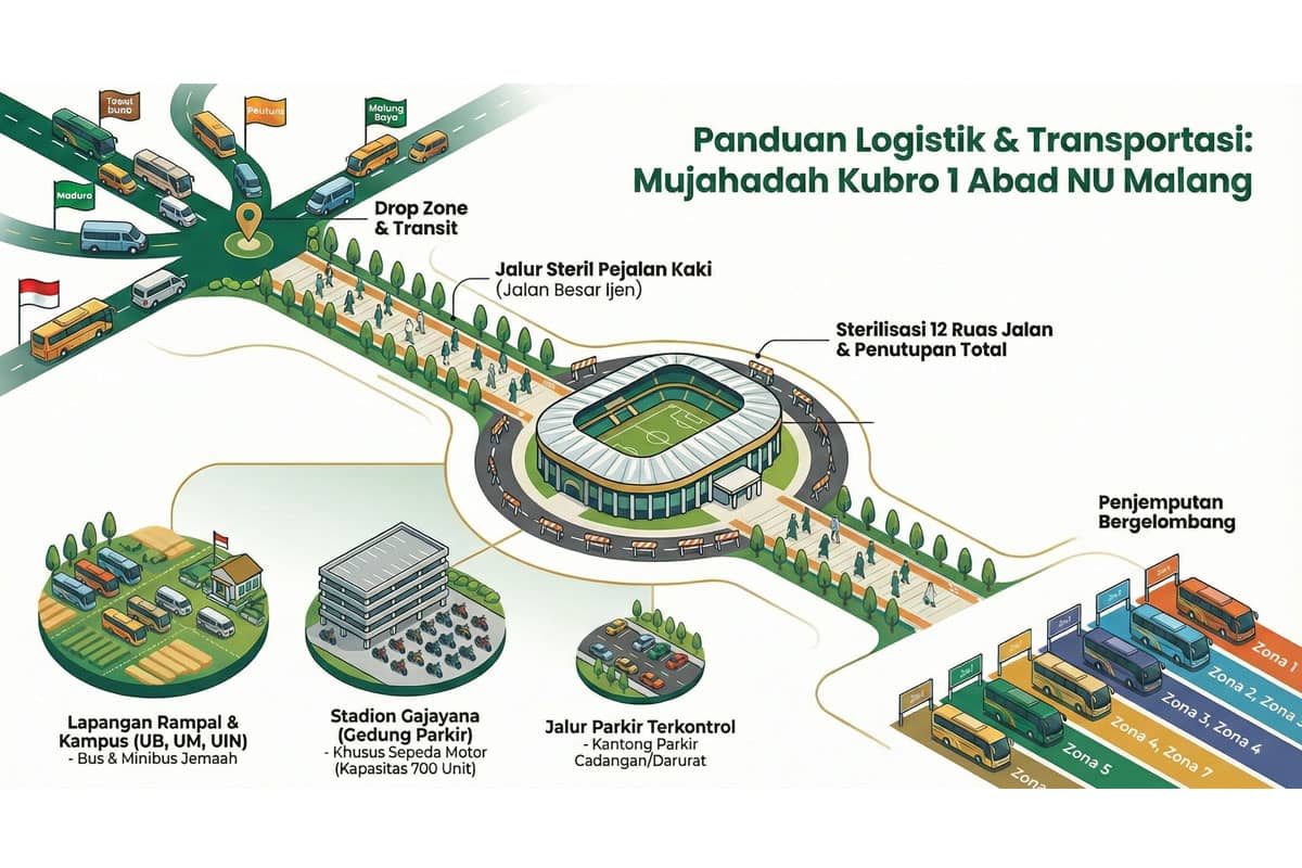Mujahadah Kubro 1 Abad NU, Ujian Tata Kota Malang Menjaga Khidmat Jemaah